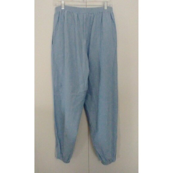 The La Costa Spa Blue Cotton Pull On Jogger Lounge Pants Zip Legs Pockets - L - Picture 5 of 7